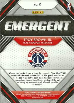 2018-19 Panini Prizm - Emergent #15 Troy Brown Jr. Back