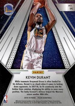 2018-19 Panini Prizm - All Day #14 Kevin Durant Back