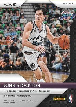 2018-19 Panini Prizm - Signatures Prizms Choice #S-JSK John Stockton Back