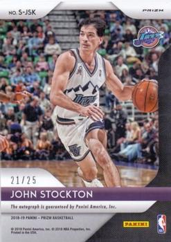 2018-19 Panini Prizm - Signatures Prizms Mojo #S-JSK John Stockton Back