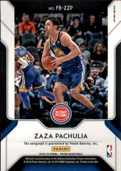 2018-19 Panini Prizm - Fastbreak Autographs #FB-ZZP Zaza Pachulia Back
