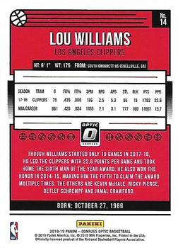 2018-19 Donruss Optic #14 Lou Williams Back