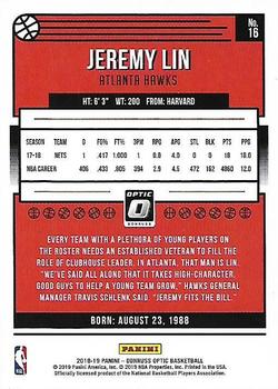 2018-19 Donruss Optic #16 Jeremy Lin Back