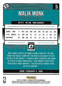 2018-19 Donruss Optic #28 Malik Monk Back