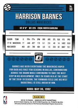 2018-19 Donruss Optic #30 Harrison Barnes Back