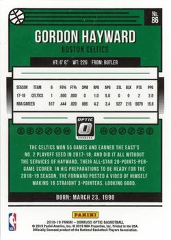 2018-19 Donruss Optic #86 Gordon Hayward Back