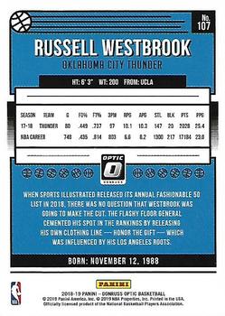 2018-19 Donruss Optic #107 Russell Westbrook Back