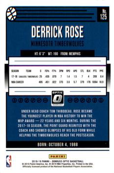 2018-19 Donruss Optic #125 Derrick Rose Back