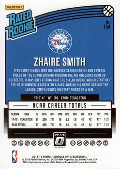2018-19 Donruss Optic #154 Zhaire Smith Back