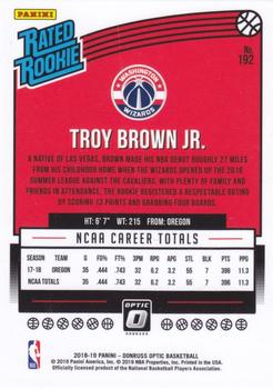 2018-19 Donruss Optic #192 Troy Brown Jr. Back