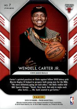 2018-19 Panini Prizm - Luck of the Lottery Silver #7 Wendell Carter Jr. Back