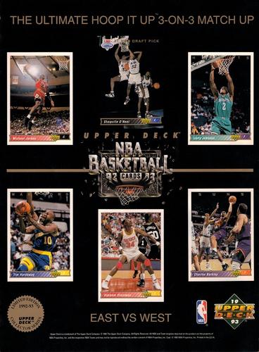 1992-93 Upper Deck Sheets #NNO Michael Jordan / Shaquille O'Neal / Larry Johnson / Tim Hardaway / Hakeem Olajuwon / Charles Barkley Front