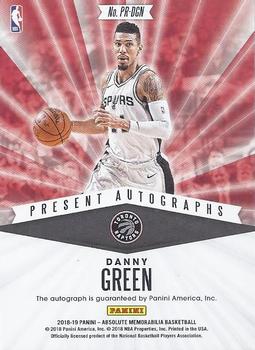 2018-19 Panini Absolute Memorabilia - Present Autographs Level 5 #PR-DGN Danny Green Back