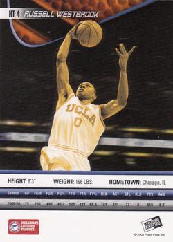 2008 Press Pass - Hang Time #HT4 Russell Westbrook Back