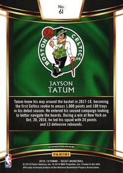2018-19 Panini Select #61 Jayson Tatum Back