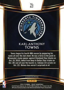 2018-19 Panini Select #63 Karl-Anthony Towns Back