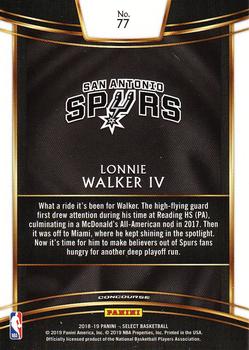 2018-19 Panini Select #77 Lonnie Walker IV Back