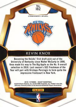 2018-19 Panini Select #182 Kevin Knox Back