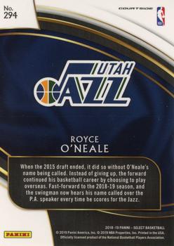 2018-19 Panini Select #294 Royce O'Neale Back