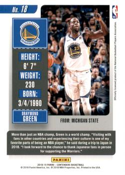 2018-19 Panini Contenders - Conference Finals Ticket #18 Draymond Green Back