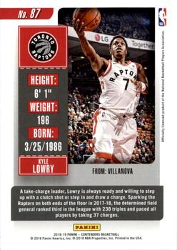 2018-19 Panini Contenders - Conference Finals Ticket #87 Kyle Lowry Back