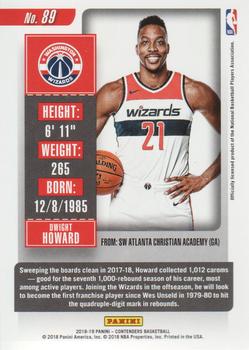 2018-19 Panini Contenders - Cracked Ice Ticket #89 Dwight Howard Back