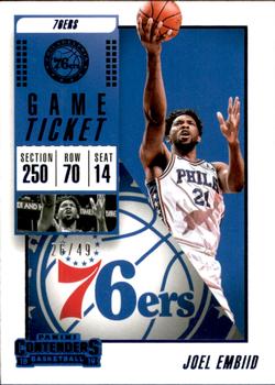 2018-19 Panini Contenders - Game Ticket Blue #25 Joel Embiid Front
