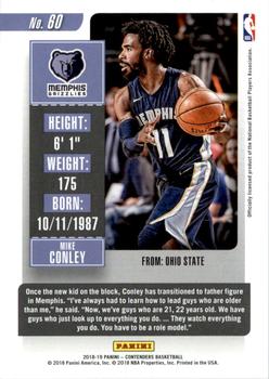 2018-19 Panini Contenders - Game Ticket Green #60 Mike Conley Back