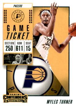 2018-19 Panini Contenders - Game Ticket Green #68 Myles Turner Front