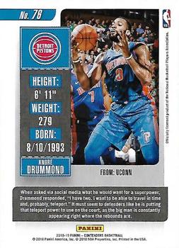 2018-19 Panini Contenders - Game Ticket Green #76 Andre Drummond Back