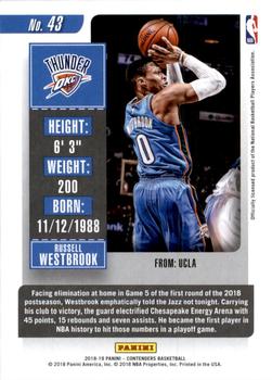 2018-19 Panini Contenders - Game Ticket Red #43 Russell Westbrook Back