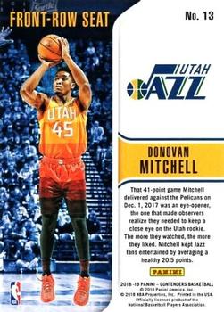 2018-19 Panini Contenders - Front Row Seat Retail #13 Donovan Mitchell Back