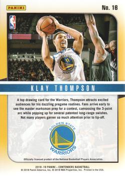 2018-19 Panini Contenders - Hall of Fame Contenders #16 Klay Thompson Back