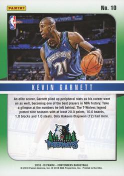 2018-19 Panini Contenders - Hall of Fame Contenders Cracked Ice #10 Kevin Garnett Back