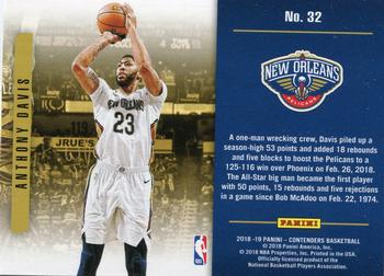2018-19 Panini Contenders - Playing the Numbers Game #32 Anthony Davis Back