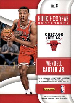 2018-19 Panini Contenders - Rookie of the Year Contenders #8 Wendell Carter Jr. Back