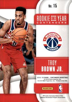 2018-19 Panini Contenders - Rookie of the Year Contenders #15 Troy Brown Jr. Back