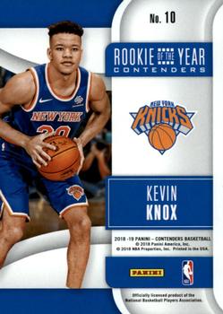 2018-19 Panini Contenders - Rookie of the Year Contenders Retail #10 Kevin Knox Back
