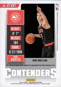 2018-19 Panini Contenders - Rookie Ticket Swatches #RT-KHT Kevin Huerter Back