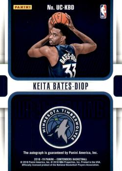 2018-19 Panini Contenders - Up and Coming Contenders Autographs #UC-KBD Keita Bates-Diop Back
