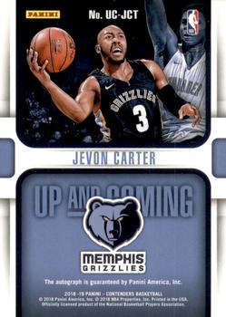 2018-19 Panini Contenders - Up and Coming Contenders Autographs #UC-JCT Jevon Carter Back
