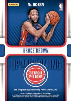 2018-19 Panini Contenders - Up and Coming Contenders Autographs #UC-BRN Bruce Brown Back