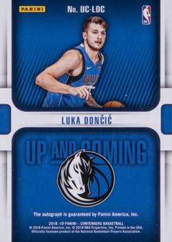 2018-19 Panini Contenders - Up and Coming Contenders Autographs #UC-LDC Luka Doncic Back