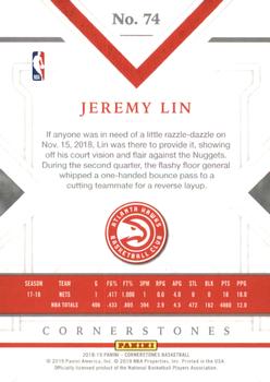 2018-19 Panini Cornerstones #74 Jeremy Lin Back