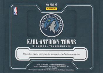 2018-19 Panini Dominion - Mammoth Materials #MM-KT Karl-Anthony Towns Back