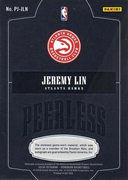 2018-19 Panini Dominion - Peerless Jersey Autographs #PJ-JLN Jeremy Lin Back