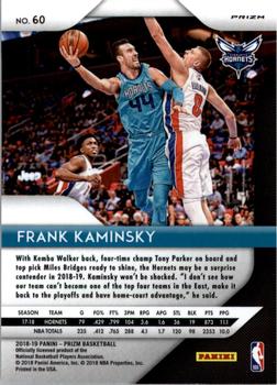 2018-19 Panini Prizm - Prizms Pink Ice #60 Frank Kaminsky Back