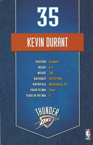 2013-14 Oklahoma City Thunder #NNO Kevin Durant Back