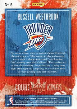 2018-19 Panini Court Kings #2 Russell Westbrook Back