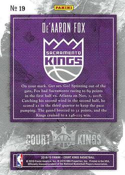 2018-19 Panini Court Kings #19 De'Aaron Fox Back